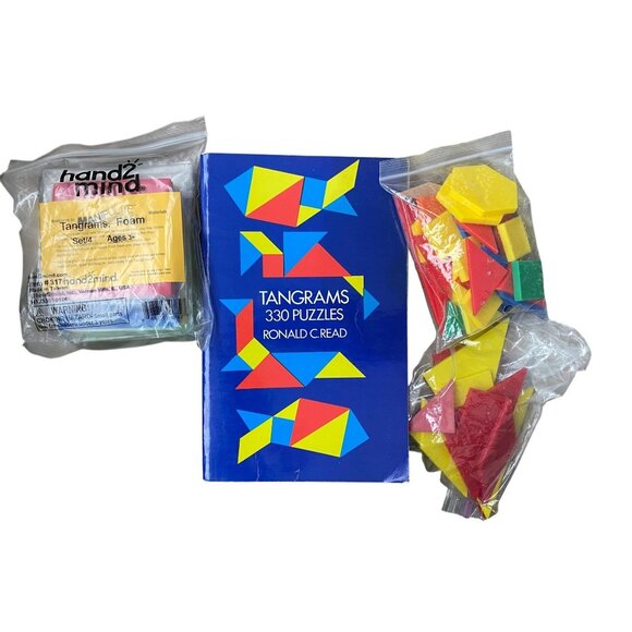 Tangrams book and puzzle pieces bundle lot - Picture 1 of 3